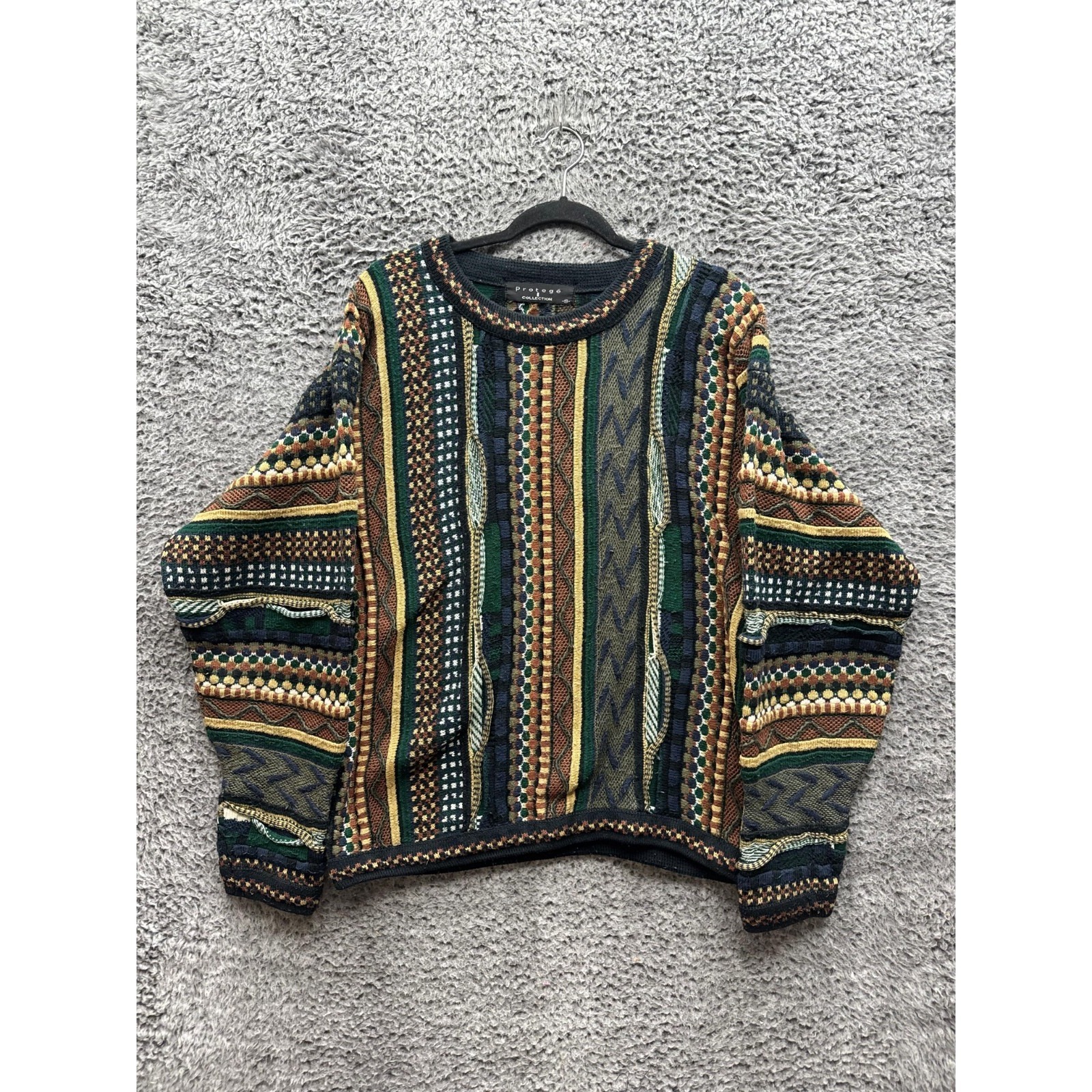 Vintage 90s Protege Collection 3d Knit Coogi Style Sweater Multicolor Men Size S